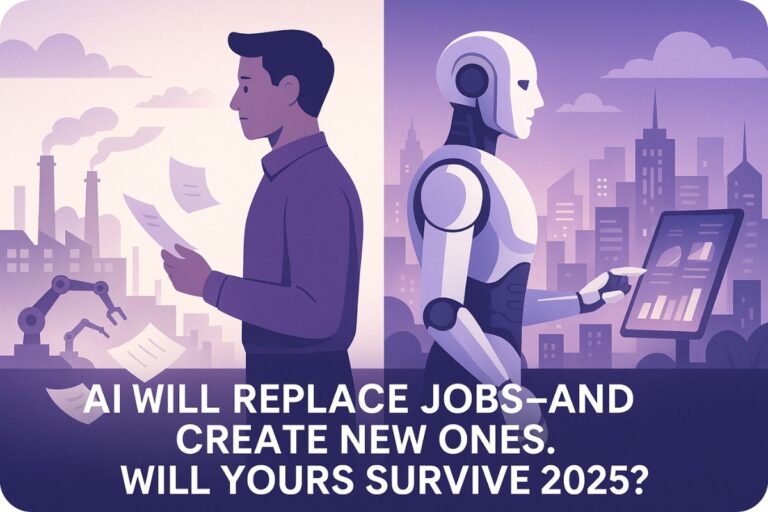 Infographic showing AI’s impact on job loss and job creation across industries in 2025